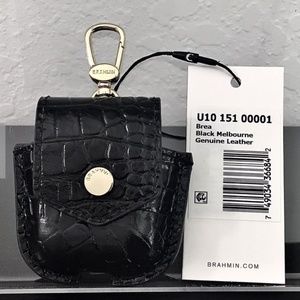 Brahmin BLACK MELBOURNE Genuine Leather BREA AirPod Case